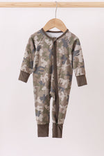 Camouflage bamboo zipper romper