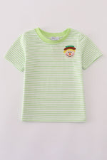 Green scarecrow embroidery stripe top