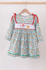 Santa claus cookie french knot ruffle dress