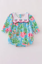 Green floral character applique bubble