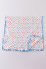 Blue bow lattice print  blanket