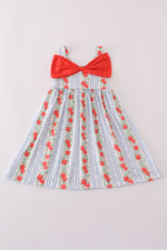 Apple print bow dress