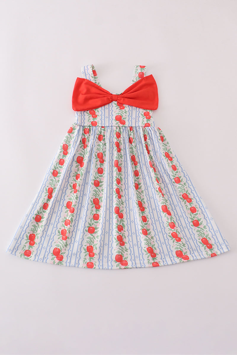 Apple print bow dress