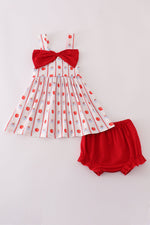 Red apple bow bloomer set