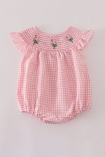 Pink floral smocked bubble