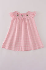 Pink floral smocked dress