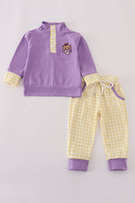 Purple LSU embroidery pants set