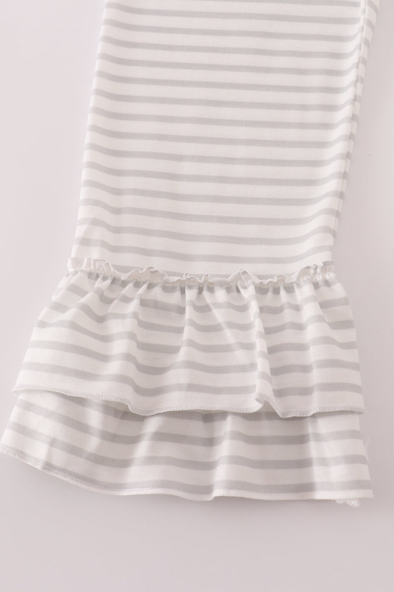 Rust Texas embroidery ruffle pants set