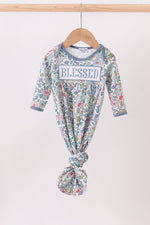 Blue floral blessed embroidery gown