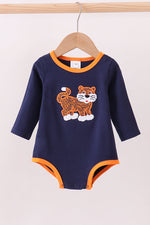 Premium Navy Auburn tiger applique bubble