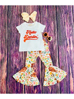 Hello Darlin" Bulls & Floral Print 2pc Set
