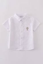 Premium cross embroidery button down shirt