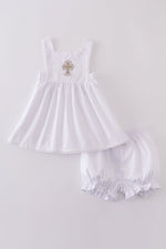 Premium cross embroidery  romper