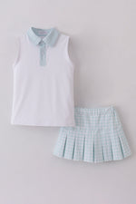 Blue active gingham skorts set
