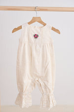 White hand embroidery floral lace jumpsuit