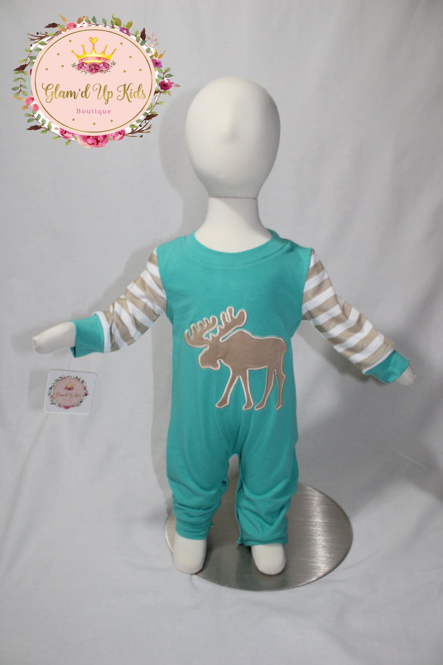 Boy Mint Deer Romper
