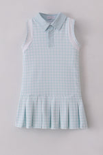 Blue active gingham shorts dress set
