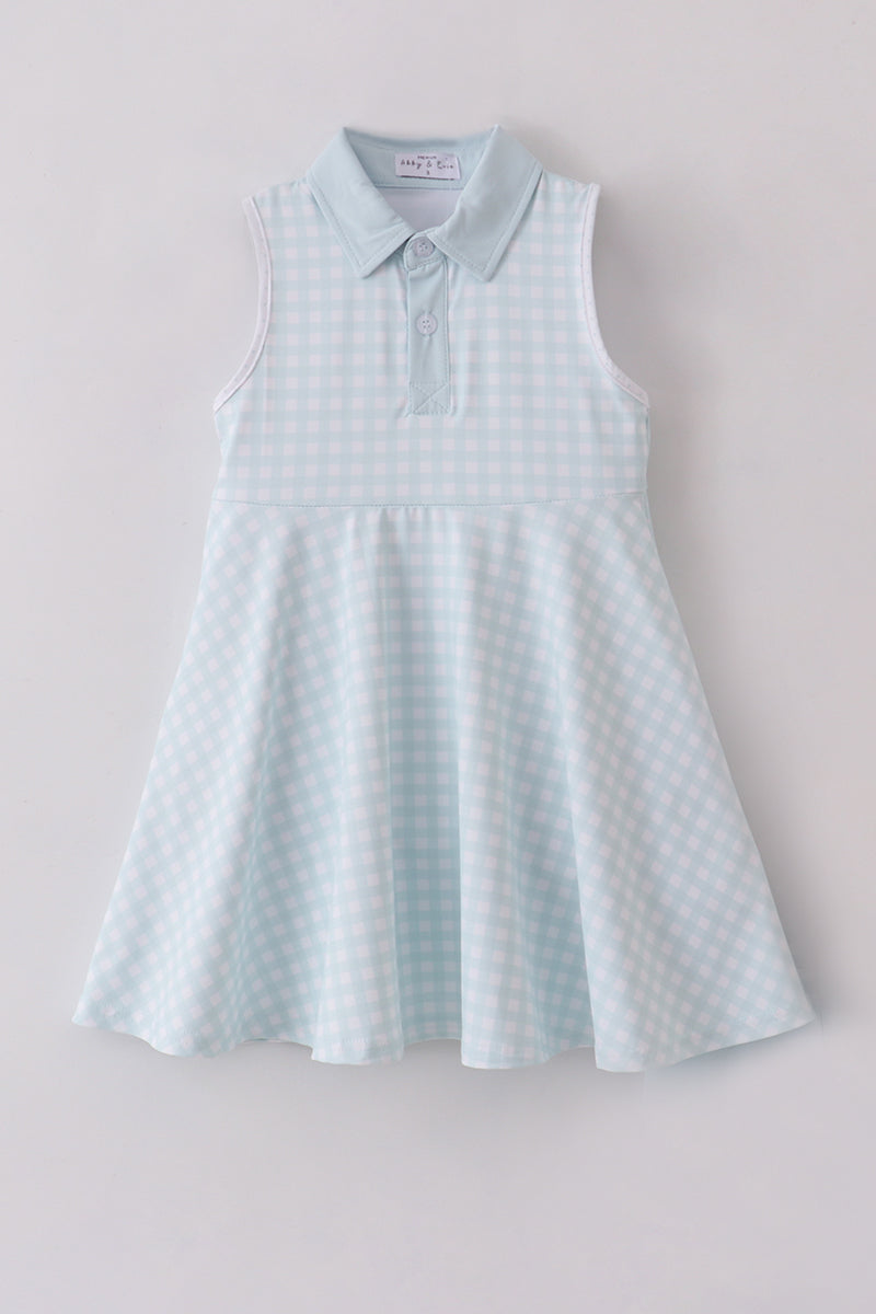 Blue active gingham dress set