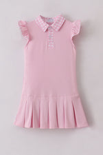 Pink active ruffle dress set