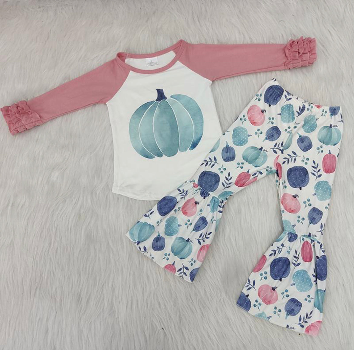 Girls Fall Pumpkin Bells Set