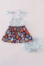 Blue floral bloomer set