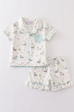 Sage duck girl pajamas set