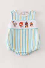 Blue animals birthday embroidery boy bubble