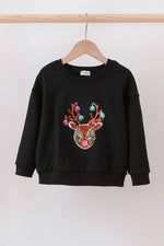 Black reindeer sequin mom&me sweatshirt