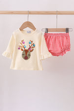 Beige reindeer sequin bloomer set
