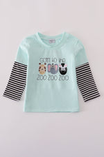 Blue GOIN TO THE ZOO embroidery top