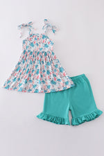 Green turtle print set