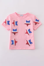 Pink star sequin mom&me top