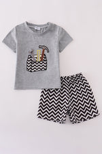 Gray tool box applique shorts set