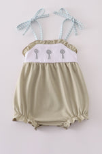 Green farm windmill embroidery ruffle bubble