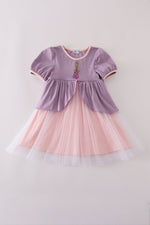 Purple princess embroidery ruffle dress