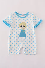 Blue character applique romper