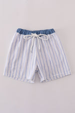 Blue stripe boy swim trunks UPF50+
