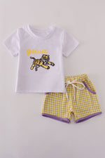 Purple gold LSU geaux tiger sequin set
