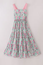 Green dream garden tiered mom dress