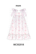 Pink bow print ruffle mom&me dress
