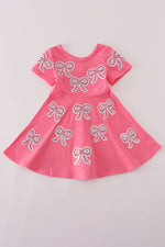 Pink bow sequin dress