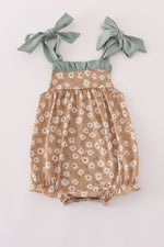 Mustard & mint floral print ruffle bubble