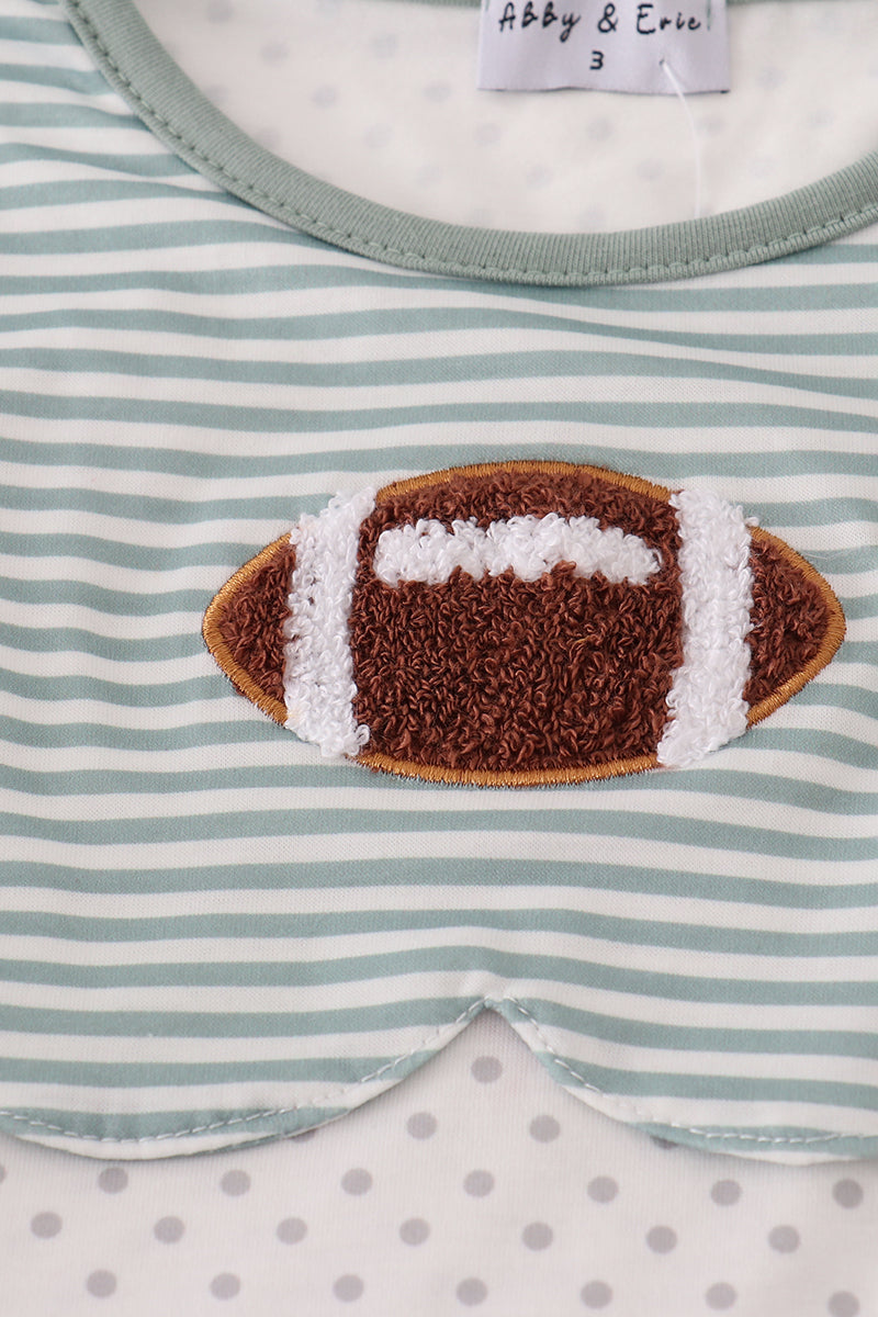 Sage stripe football french knot pants set