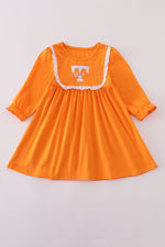 Orange Tennessee go vols embroidery ruffle dress