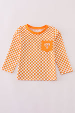 Orange Tennessee go vols embroidery checkered top