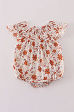 Fall floral print smocked bubble