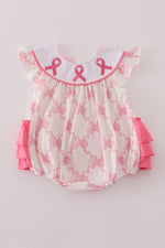 Pink bow tie embroidery ruffle bubble