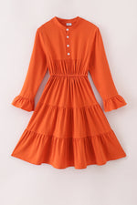 Rust tiered mom ruffle dress