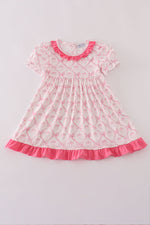 Pink bow tie pumpkin print dress