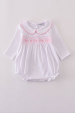 Pink bow smocked bubble
